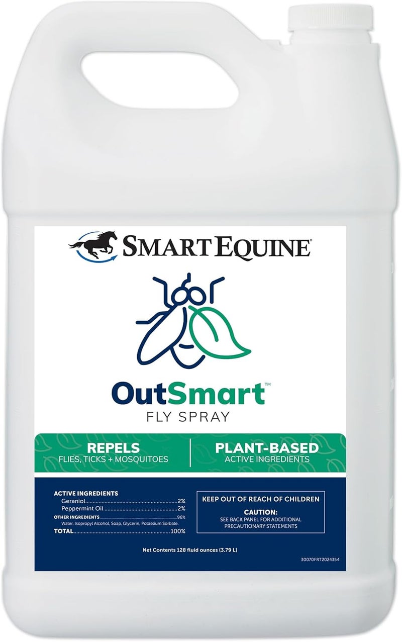 SmartEquine رذاذ OutSmart® للطيران | طارد للبعوض والقراد والذباب يعتمد على النباتات للخيول والفرسان | رائحة منعشة | 1 جالون - Image 1